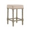 Contemporary Home Living 24" Beige and Gray Nailhead Trimmed Counter Stool with Barley Twist Legs